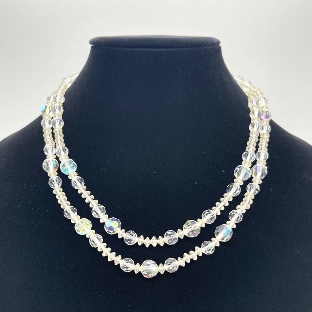 VTG Lisner Crystal Double Strand Necklace Length 20 inches
